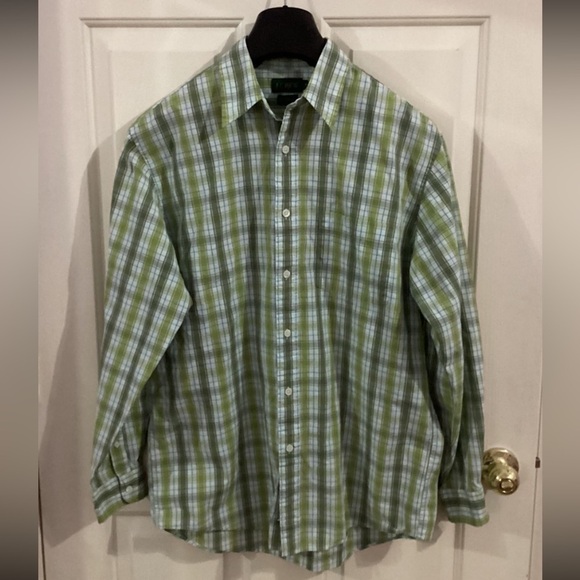 Vintage J. Crew Men’s Medium Oarsmen Green Plaid Button Down - Picture 1 of 6